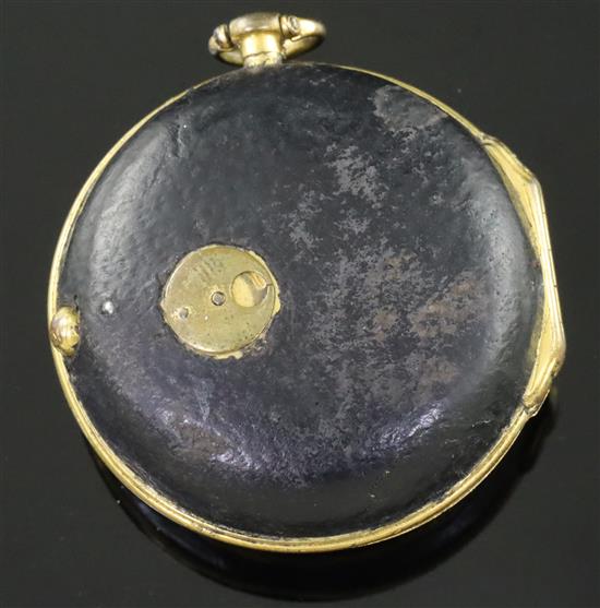 Thomas Mudge & W. Dutton, London, a George III leather and gilt open-face keywind cylinder pocket watch, no.1156,